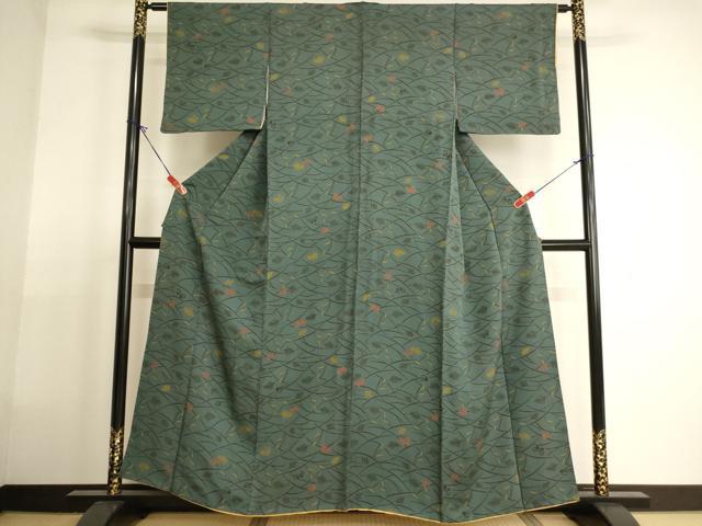 平和屋着物■上質な小紋　舞蝶草木文　やまと誂製　正絹　逸品　AABG3330ja