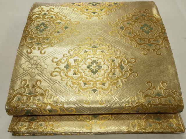 平和屋着物◎佐賀錦　六通柄袋帯　花菱文　金糸　正絹　逸品　CABD2303qe
