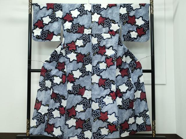 平和屋着物∴極上　夏物　浴衣　有松鳴海絞り　楓　綿　逸品　CZAA5252s6