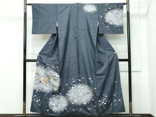 平和屋着物●極上　人間国宝　羽田登喜男　TOKIOetTOKI　訪問着　本場染大島紬　鴛鴦　松竹梅　金銀彩　逸品　CZAA5308s6