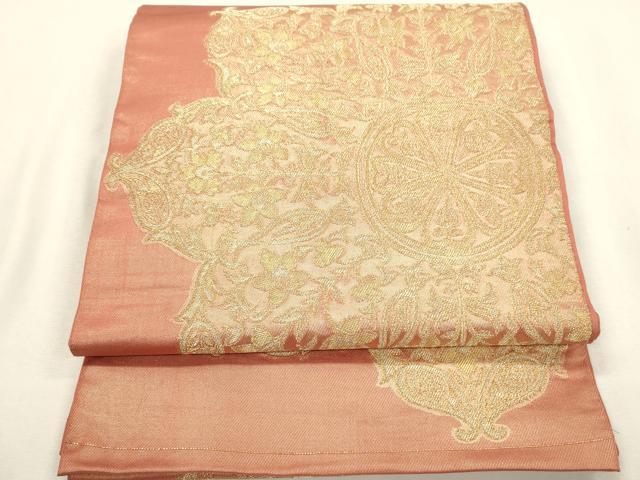平和屋着物◎六通柄 本袋帯 正倉院花文 金糸 正絹 逸品 DABA2210ya