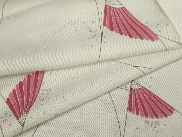 Summer Wear - 平和屋着物＊夏物　小紋　絽　扇面花文　洗える着物　AAAY0464sx