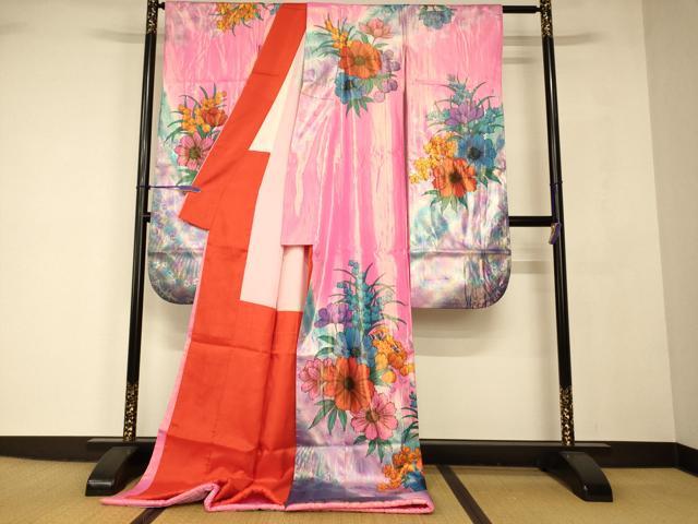 平和屋の平和屋本店●お引きずり・お引き摺り・引き振袖　和装　結婚式　舞妓　芸妓　芸者　衣装　霞草花文　暈し染め　AABJ2722fw｜アングル2