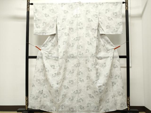 Summer Wear - 平和屋着物＊夏物　小紋　紗　草花文　洗える着物　CAAU0183ev