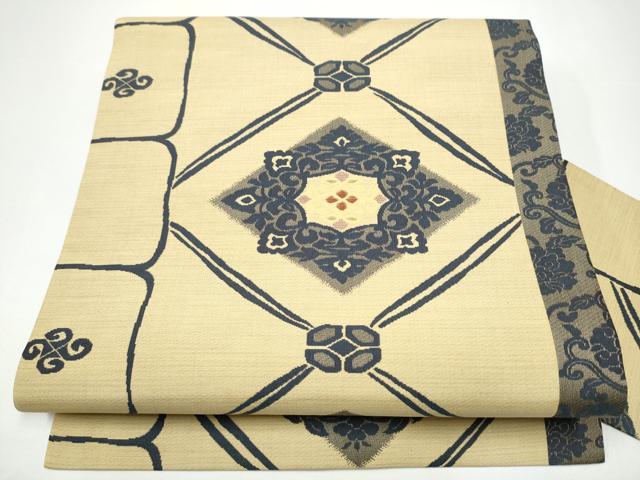 Rakuten - 平和屋着物●九寸名古屋帯　菱花唐草文　正絹　逸品　CABG9184hy