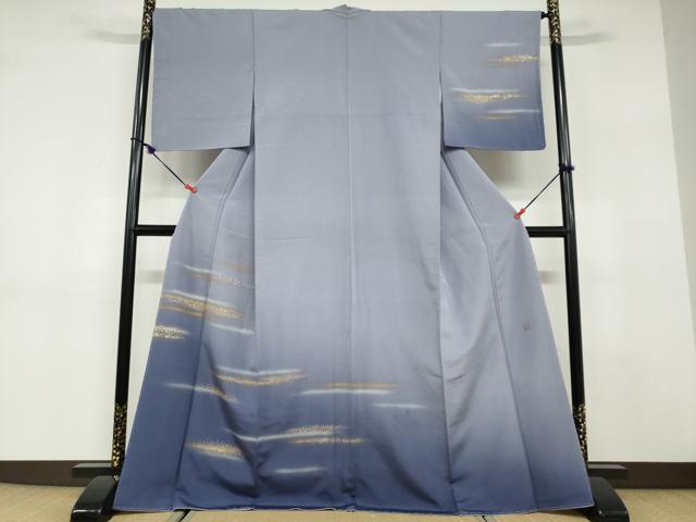 平和屋着物●人間国宝　福田喜三郎　訪問着　刺繍　草花小舟文　暈し染め　金彩　正絹　逸品　DABD9431ud 平和屋着物○人間国宝 福田喜三郎 訪問着 刺繍 草花小舟文 暈し染め