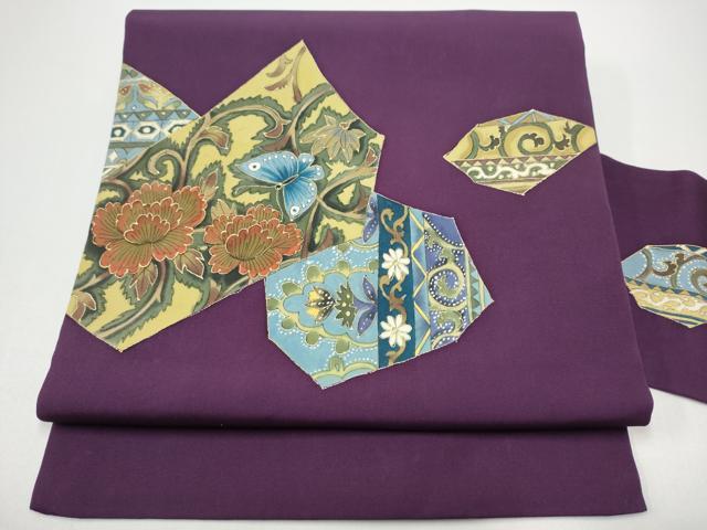 乐天商城 - 平和屋着物●塩瀬　九寸名古屋帯　花蝶文　金彩　正絹　逸品　CABG8901hy
