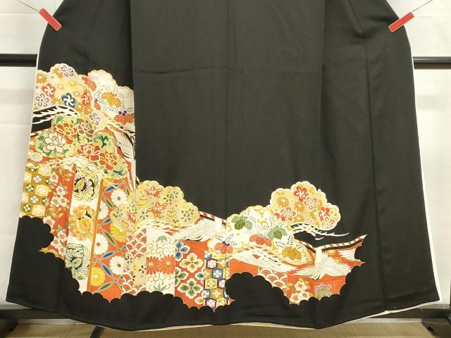 平和屋着物■豪華黒留袖 駒刺繍 吉祥飛鶴花松文 金彩 正絹 逸品 DABI0699cd heiwaya-11217817 平和屋 サンプル画像3