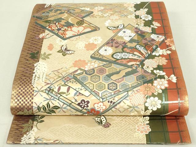 Other - 平和屋着物◎六通柄袋帯　唐織　冊子花蝶文　小袖錦　金糸　正絹　逸品　DAAY6932qp