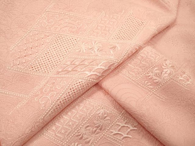 平和屋着物▼中国三大刺繍　スワトウ刺繍　汕頭刺繍　総刺繍　無地絵羽訪問着　青海波地紋　吉祥籬花文　虹色　正絹　逸品　DABG5337fe