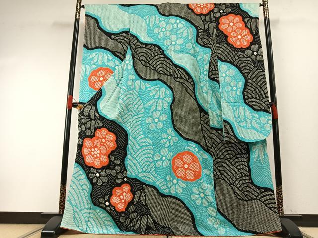 平和屋着物●豪華振袖　総絞り　道長花文　正絹　逸品　AABH0865fy