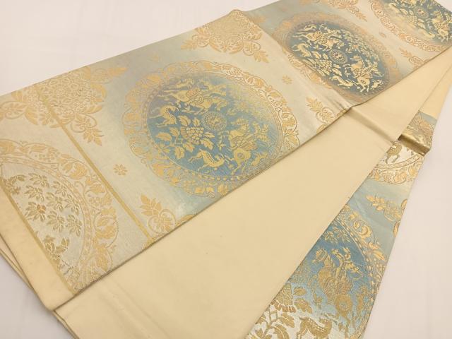 平和屋着物◎六通柄袋帯　狩猟文　金銀糸　引箔　正絹　逸品　BAAV7248yc