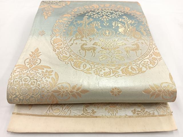 平和屋着物◎六通柄袋帯　狩猟文　金銀糸　引箔　正絹　逸品　BAAV7248yc
