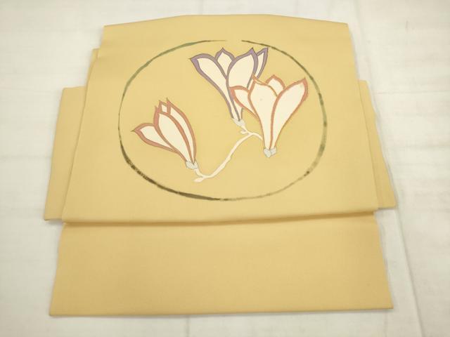 平和屋の平和屋着物●塩瀬　つけ帯　駒刺繍　花丸文　金彩　正絹　逸品　AABK6784pf｜アングル2