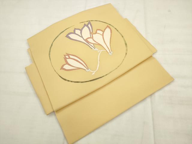 平和屋の平和屋着物●塩瀬　つけ帯　駒刺繍　花丸文　金彩　正絹　逸品　AABK6784pf｜アングル3