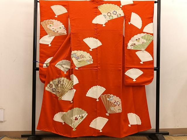 平和屋着物■豪華振袖　駒刺繍　檜扇亀甲花文　正絹　逸品　BAAX5993mz