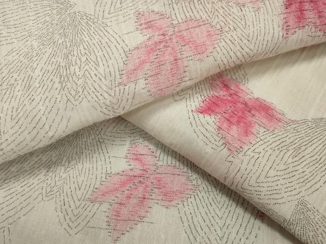 Kimono - 平和屋着物＊夏物　小紋　紗　草花文　CAAT9972gh