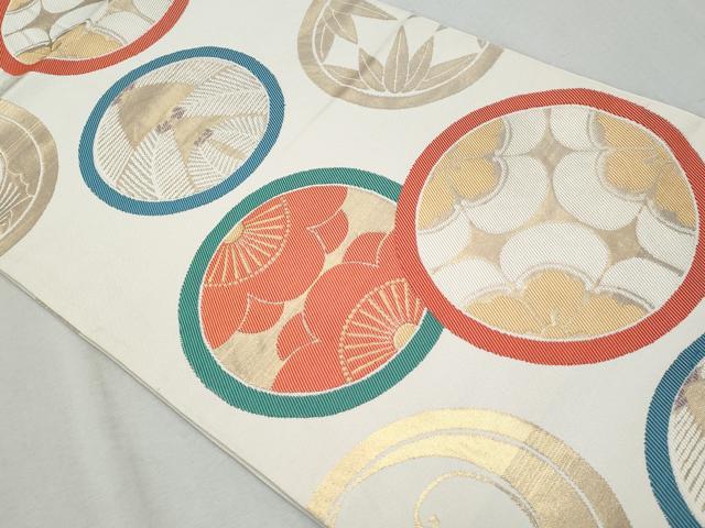 平和屋着物◎全通柄　本袋帯　唐織　花丸文　金糸　正絹　逸品　CAAZ4882fb