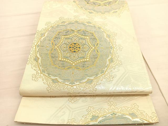 平和屋着物◎六通柄袋帯 飾花文 金糸 正絹 逸品 BAAV3751hv