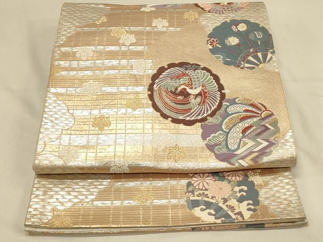 平和屋着物◎六通柄袋帯 唐織 ふたみ屏風絵 金銀糸 正絹 逸品 DAAX0740jm