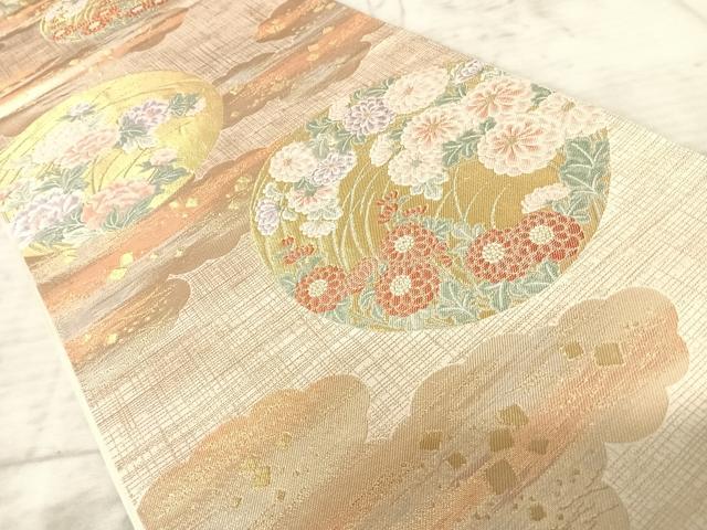 平和屋の平和屋着物◎六通柄袋帯 洛匠 銀映花の丸 銀糸 正絹 逸品 AAAZ8222yx｜アングル2