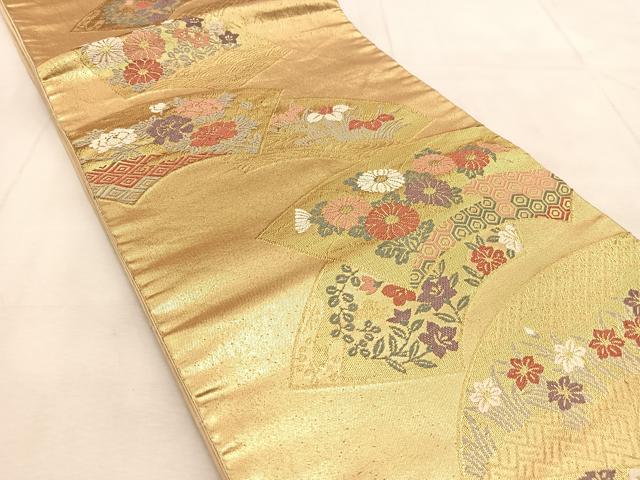 平和屋の平和屋着物◎六通柄袋帯 唐織 地紙花文 金糸 正絹 逸品 BAAU8523yc｜アングル2