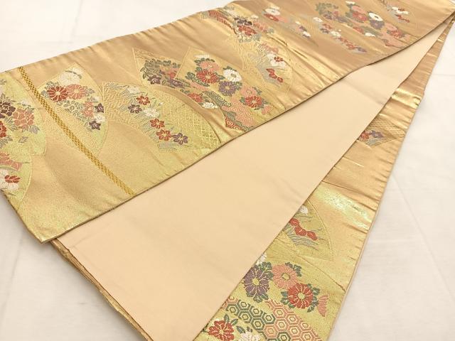 平和屋の平和屋着物◎六通柄袋帯 唐織 地紙花文 金糸 正絹 逸品 BAAU8523yc｜アングル3