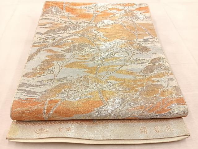 平和屋着物◎六通柄 京袋帯 絹裳苑 風景松文 金銀糸 正絹 逸品 BAAU8567yc