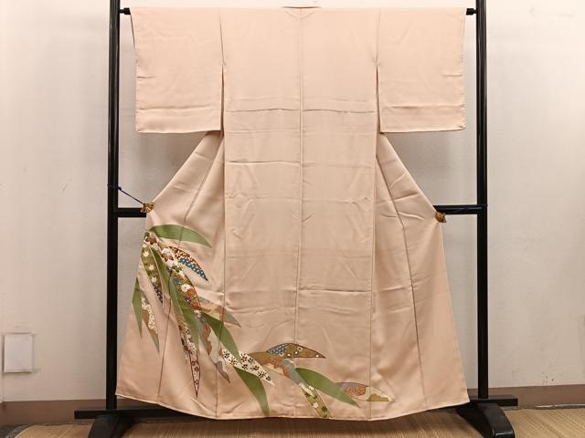平和屋着物■色留訪問着　駒刺繍　青海波花文　金彩　正絹　逸品　BAAV8319mz