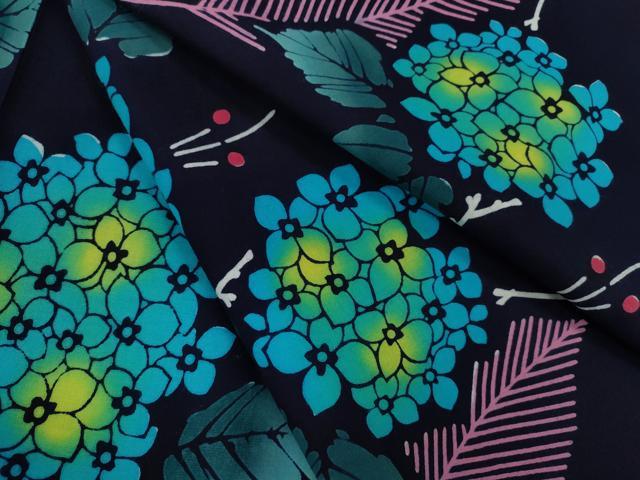 平和屋着物∴夏物　浴衣　注染　紫陽花　綿　逸品　未使用　CABK6658ze