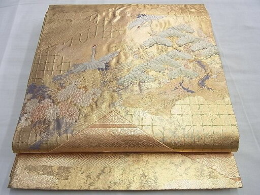 平和屋着物◎佐賀錦 六通柄袋帯 唐織 飛鶴草花文 金糸 逸品 BAAI0515du 平和屋着物◎佐賀錦 六通柄袋帯 唐織 飛鶴草花文 金糸 逸品 BAAI0515du