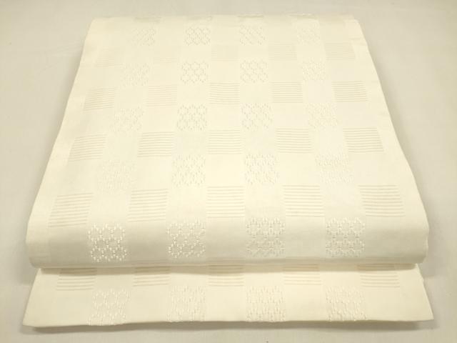 平和屋着物●沖縄県最高級織物　首里花倉織　全通柄袋帯　抽象文様　薄卵色　正絹　逸品　DAAZ4159cm