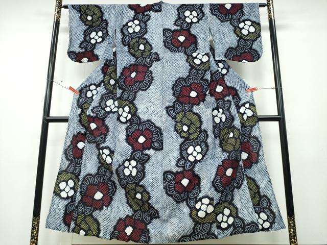 平和屋着物∴夏物　浴衣　有松鳴海絞り　舞花文　綿　逸品　CABD2571ng