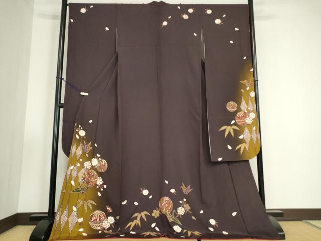 Rakuten - 平和屋着物●豪華振袖　折鶴花毬文　暈し染め　金彩　正絹　逸品　DABC3436az