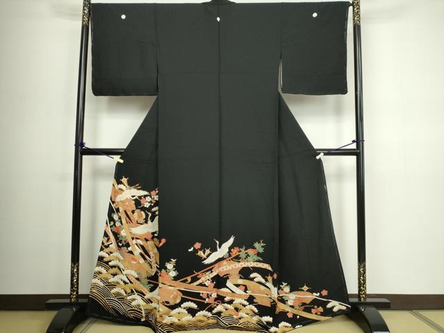 乐天商城 - 平和屋着物■豪華黒留袖　飛鶴文　松竹梅　金彩　正絹　逸品　DABC0324sf
