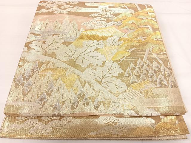 Rakuten - 平和屋着物◎佐賀錦　六通柄袋帯　遠山風景文　金銀糸　正絹　逸品　AABH0045yx