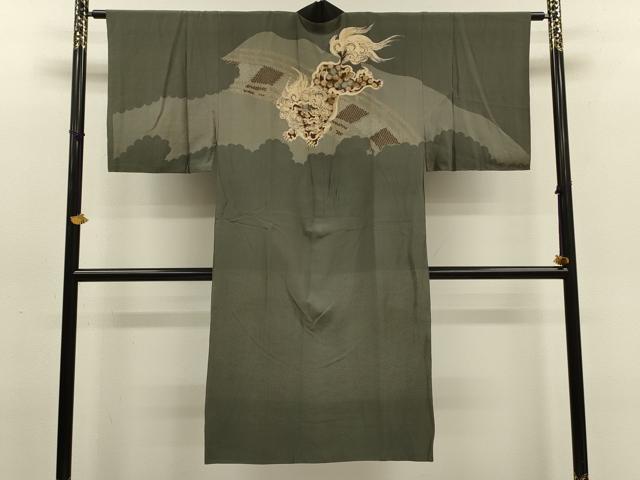 平和屋着物■男性　長襦袢　袷　唐獅子　正絹　逸品　DABC7971ya