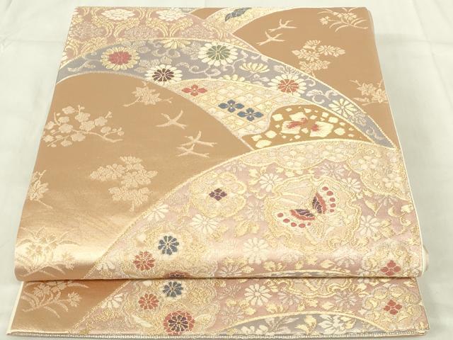 平和屋着物◎六通柄袋帯　吉祥花文　金銀糸　正絹　逸品　DABC9734qp