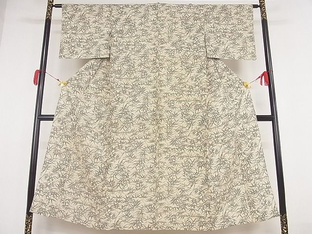 Summer Wear - 平和屋着物■夏物　小紋　笹　着丈143cm　裄丈62cm　正絹　逸品　A-ms850