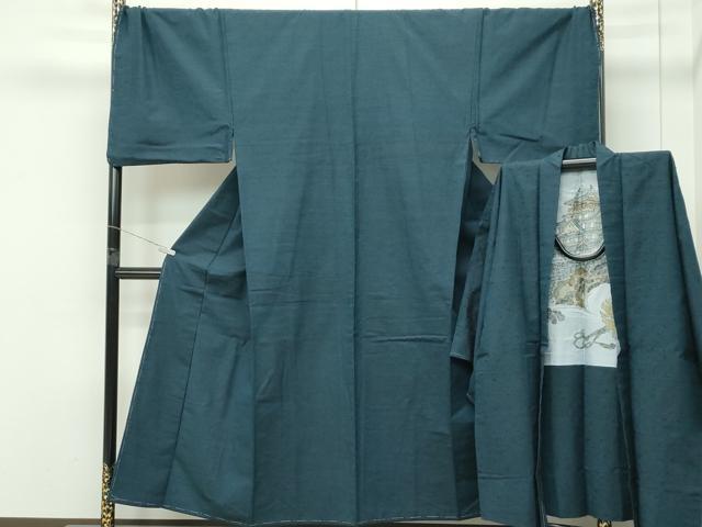 平和屋着物●極上　男性　紬・髭紬長羽織セット　霞文　逸品　未使用　CZAA5367s6