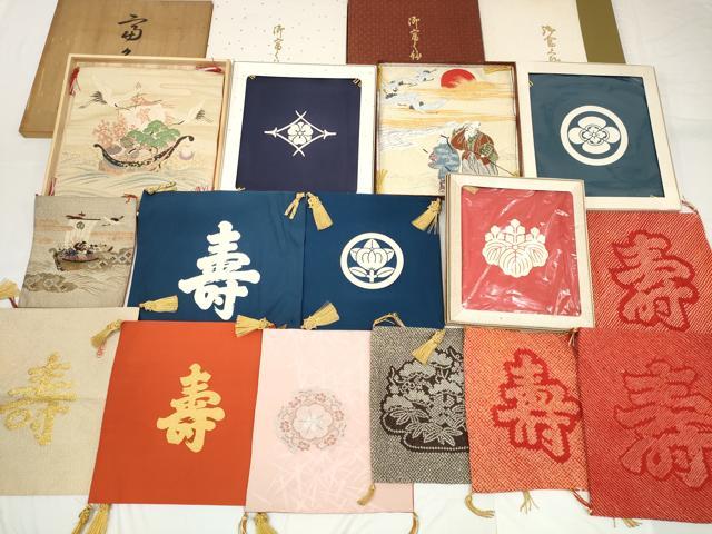 平和屋着物▼和装小物　袱紗まとめて15点　爪掻き本綴れ　絞り　富久紗　寿　家紋　未使用品あり　逸品　DABC1743zzz