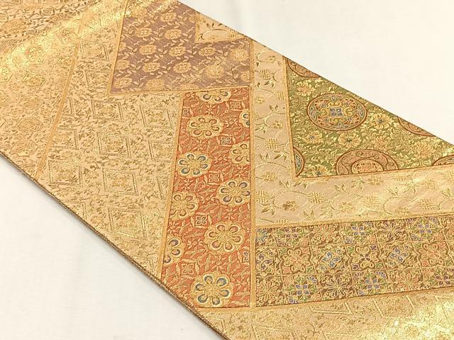 平和屋の平和屋着物◎太鼓柄袋帯 切嵌 花唐草文 金糸 正絹 逸品 CABH7583yk｜アングル2