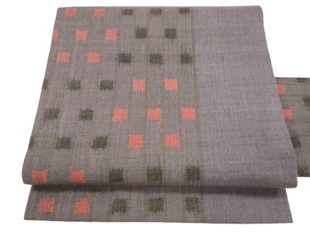 平和屋着物●九寸名古屋帯　紬地　幾何学間道　正絹　逸品　DAAY8058cm