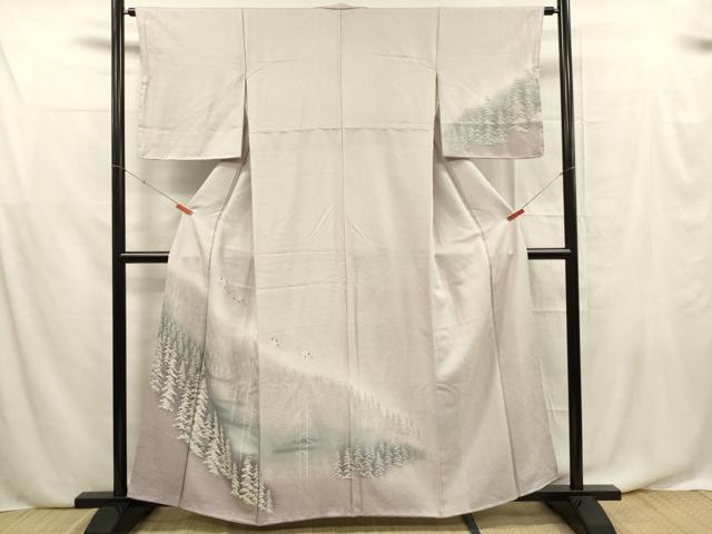 Rakuten - 平和屋着物■訪問着　飛鶴樹林文　暈し染め　正絹　逸品　DABF0643ya