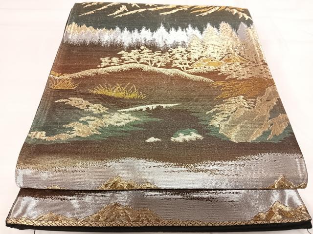 4r148 袋帯　絹　遠山文　金色　ピンク　青　グレー　柄物　和装　着物 4r148 袋帯 絹 遠山文 金色 ピンク 青 グレー 柄物 和装 着物 | ヤマダ