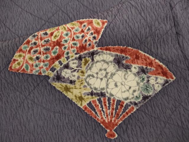 乐天商城 - 平和屋着物■上質な小紋　辻が花　扇面草花文　正絹　逸品　CABD9846ze