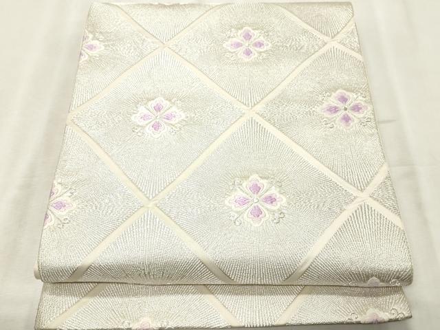 Rakuten - 平和屋着物◎六通柄袋帯　唐織　花菱文　銀糸　正絹　逸品　CABE1184vf