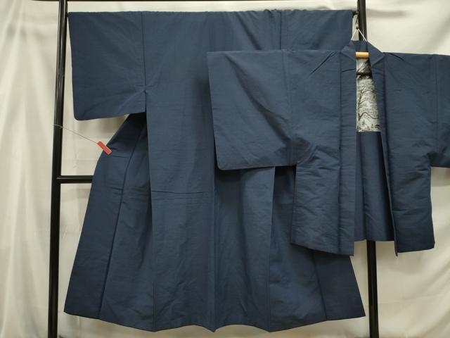 平和屋着物■男性　紬　アンサンブル　深縹色　正絹　逸品　DABC7969ya