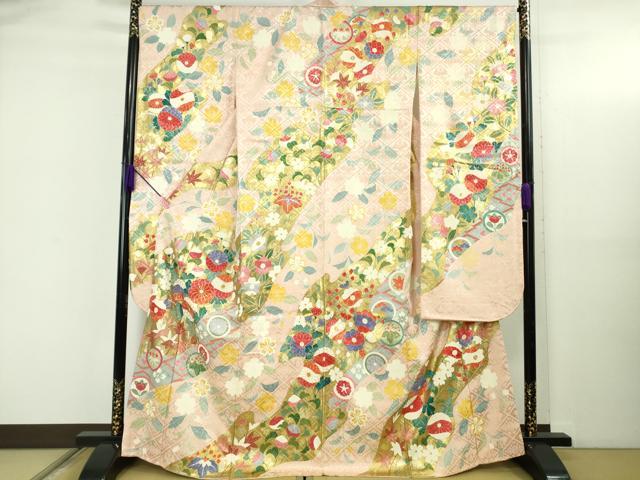 Kimono - 平和屋本店●極上　創業460年・千總　振袖　駒刺繍　吉祥花文　薄い虹色地　金彩　小田急百貨店扱い　逸品　DZAB5138kh6