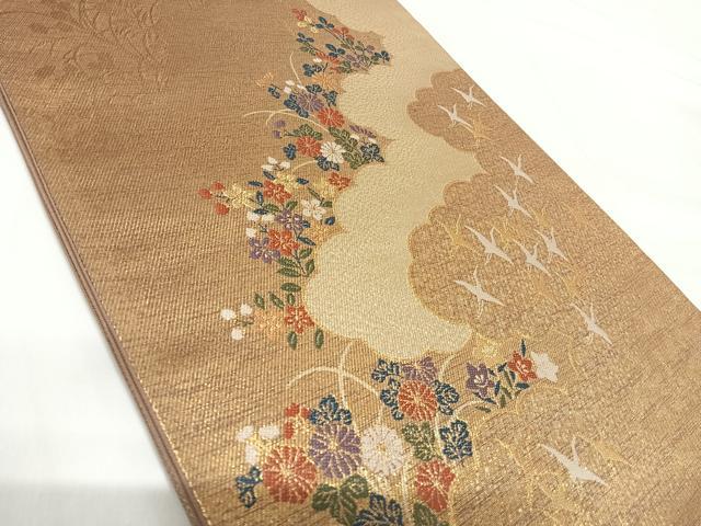 平和屋着物◎六通柄袋帯 雲取り花文 金糸 正絹 逸品 AABG2443yx heiwaya-11119255 平和屋 サンプル画像2